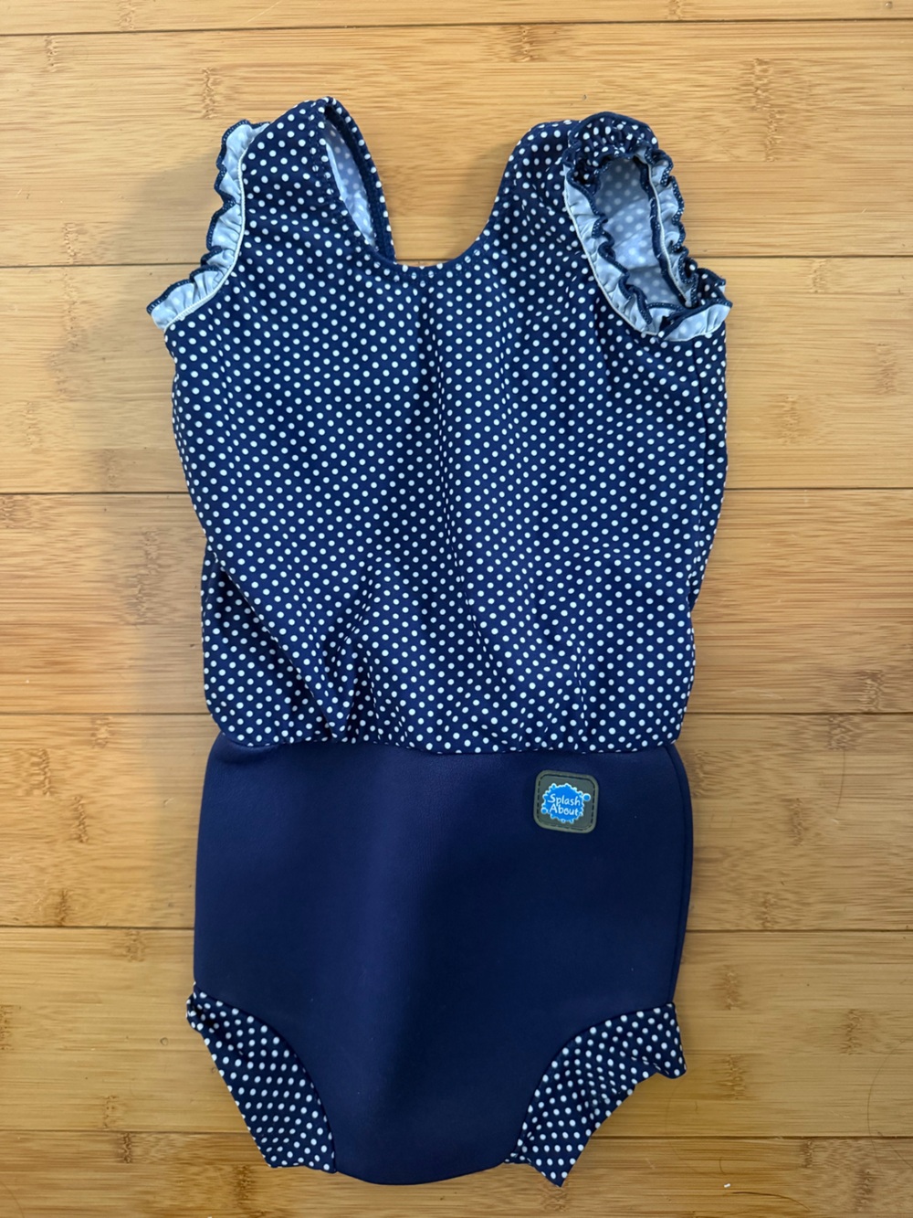Splash About Navy and White Polka Dot One-Piece Swimsuit